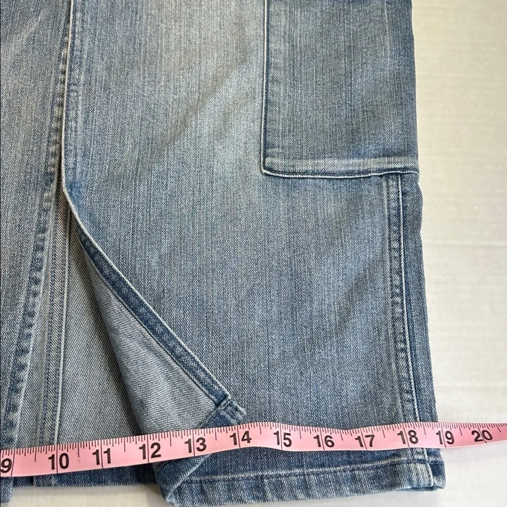 MICHAEL KORS WOMENS CARGO BLUE DENIM MIDI SKIRT SZ 6